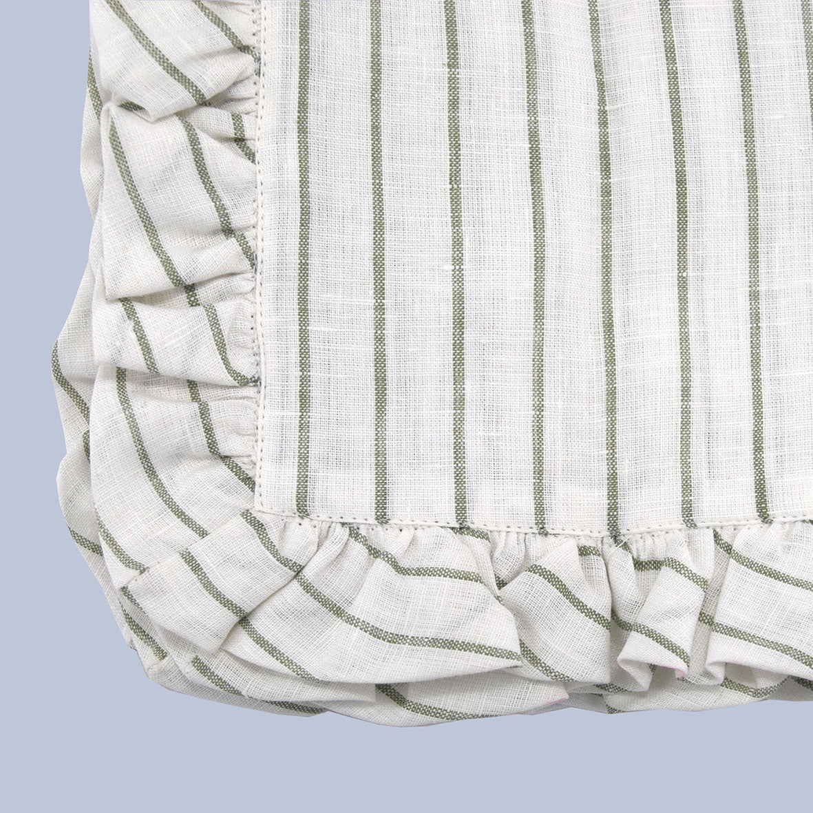 Ruffle Edge Napkin Pair - Sage Stripe