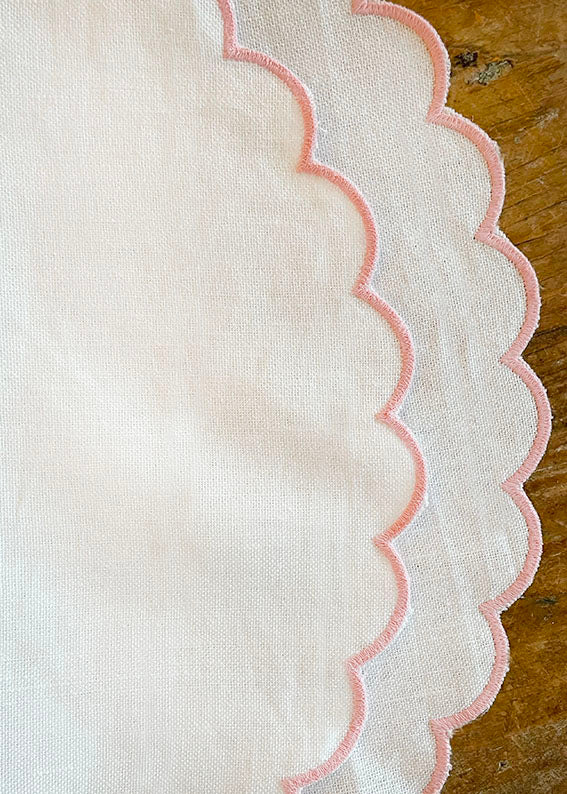 Scallop Edge Napkin Pair - Honey Pink