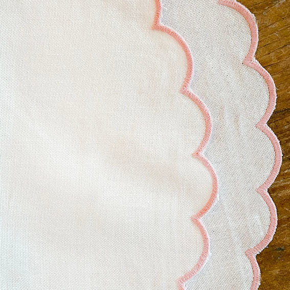 Scallop Edge Napkin Pair - Honey Pink